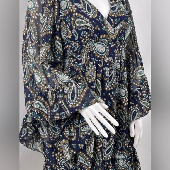 Betsey Johnson Navy Paisley Ruffle Midi Dress - Picture 4 of 8